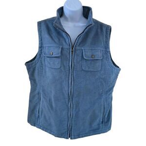 Vintage L.L. Bean Womens XL Blue Cotton Blend Full-Zip Vest cottagecore gorpcore